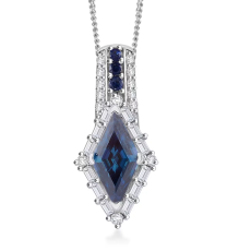 Blue Moissanite and Multi Gemstone 1.75 ctw Pendant Necklace 20 Inches in Platinum Over and Rhodium Over Sterling Silver