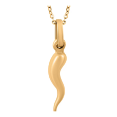 14K Yellow Gold Cornicello Italian Horn Good Luck Pendant Charm Necklace 18 Inches 1.48 Grams