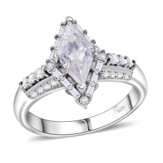 Moissanite 1.80 ctw Ring in Rhodium Over Sterling Silver